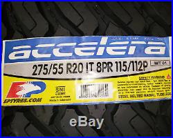 4 New Accelera M/T-01 LT 275/55R20 Load D 8 Ply MT Mud Tires
