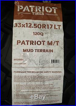 4 New Patriot M/T LT 33X12.50R17 Load E 10 Ply M/T Mud Tires